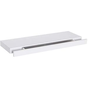 WOLTU RG9345ws Wandplank met lade, zwevend rek, wit, plank van MDF, wandboard voor woonkamer, slaapkamer, hal, 80 x 5 x 25 cm