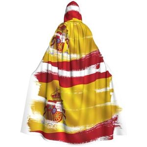 WURTON Spanje Vlag Print Hooded Mantel Unisex Volwassen Mantel Halloween Kerst Hooded Cape Voor Vrouwen Mannen
