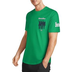 Sta-Tus Logo Qu-o Heren Katoenen T-shirt Korte Mouw Ronde Hals T-shirt voor Heren Zachte Zwarte T-shirts Basic Casual Fans Gift Tops, Medium Groen-stijl, M