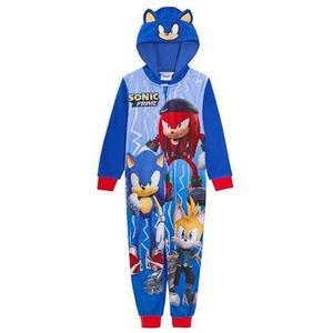 Sonic The Hedgehog Onesie met capuchon, alles-in-één voor kinderen, Tails Knuckles, fleece, aankleedpyjama, nachtkleding