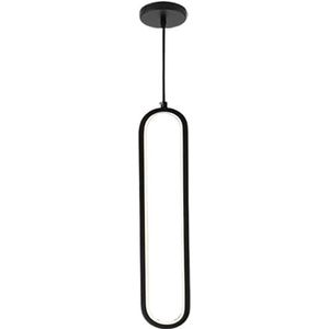 Zwart metalen hanglamp lange ring lineaire hanglamp moderne 15W LED-kroonluchter nachtkastje hanglampen minimalistische hal kroonluchters interieurverlichting verlichting druppellampen (kleur: warm