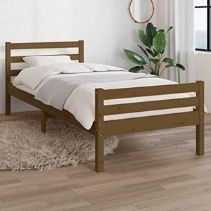 SMTSEC Bedden & Accessoires Bedframe Honingbruin Massief Hout 100x200 cm Meubels