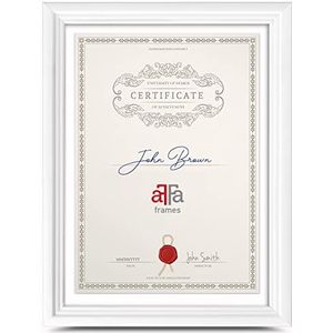 aFFa frames Retro Houten Fotolijst Elegant Stijlvol Klassiek Ontwerp Geschikt voor Foto's Diploma's Graad Certificaten 30x40 cm Kleur Wit