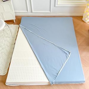 Bluea,90x200cmTWIN,LDLCYCN 100% Katoenen Futonmatrashoes Met Extra Lange Ritssluiting, Japanse Vloermatras Futonhoes, Stofvrije Matrashoes, Futonhoezen, Zachte Bedhoes Voor Slaapkamer