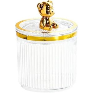 Fcuajdkq Opbergdoos voor wattenstaafjes, opbergdoos van acryl, katoenen tablethouder, schattige beer, make-up-organizer voor wattenstaafjes, eenvoudig te gebruiken