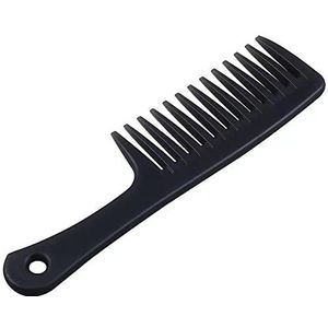 Zwarte grote ontwarrende kam, brede tandenkam, voor krullend haar, lang haar, nat haar in alle soorten.