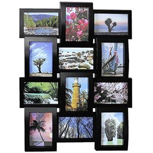 Close Up® 3D fotolijst voor 12 foto's - plastic kwaliteit collage fotolijst - ca. 61 x 46 x 4 cm - zwart