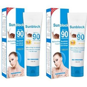 Fellflying 2 stuks Facial Sunscreen SPF90 PA +++ waterdichte, niet-vette zonnebrandlotion Light Body Sunscreen Concealer Brightening Isolation Sunscreen Face Lotion voor alle huidtypes, 100 ml