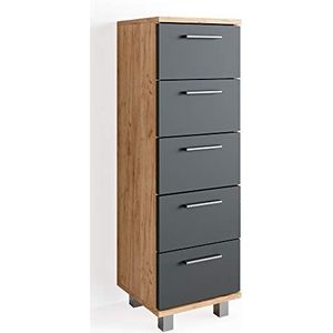 Vicco Badkamerkast ""Ilias"", Eiken/Antraciet, 30 x 95 cm