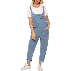 Sukany Casual Baggy Denim Jean Overalls Losse Bib Tuinbroek Harem Romper Jumpsuit Broek, Lichtblauw, M