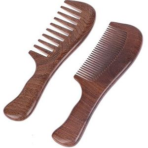 2 st 18 cm Natuurlijke Sandelhout Kammen Solidwood Carving Haar Styling Kam