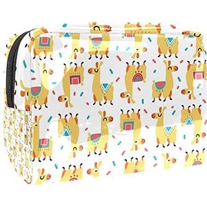 Waterdichte cosmetische tassen, schattige alpaca dier gele reizen cosmetische tassen, multifunctionele draagbare make-up tassen, reizen cosmetische tas organizer voor vrouwen, MultiColor 08,