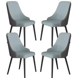 Keuken Moderne lederen eetkamerstoelen set van 4, koolstofstaal metalen poten stoelen woonkamer leuning stoelen ergonomie