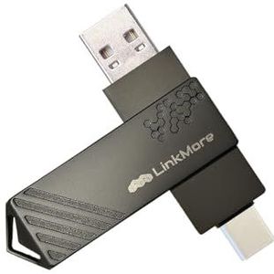 Linkmore USB C-stick 128 GB 2-in-1 OTG Pen Drive van metaal met USB Type-C en Type-A-poorten, compatibel met auto, tv, Android en iPhone 15/16, afspeelsnelheid tot 150 MB/s