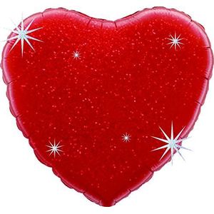 Suki Gifts S9601338 holografisch hart folieballon heliumballon, rood