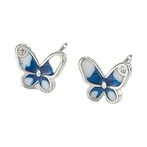 Leuke Minimale Vlinder Stud Oorbellen Voor Vrouwen Glanzende Kristal Blauwe Epoxy Koper Oor Nagel Vrouwelijke Romantische Earring Piercing Sieraden