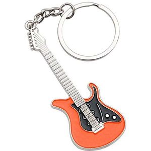 Keepdrum elektrische gitaarsleutelhanger van metaal Orange oranje