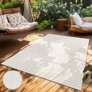 Buiten Vloerkleed Tapijt Voor Binnen En Buiten Balkon Terras Keuken Tapijt Patroon Scandinavisch Boho Eenkleurig, Maat:80x250 cm, Kleur:Crème 6