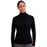 CASH-MERE.CH - Damestrui - Zwart - 100% Kasjmier - Rolkraag 2-draads