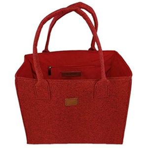 Venetto Vilten tas handtas damestas dames hengseltas schoudertas boodschappentas shopper tas van vilt, rood/melange-rood, Large