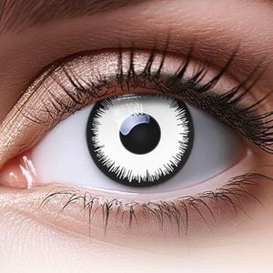 MeralenS Gekleurde Halloween contactlenzen Vampir wit, Zachte halloweenlenzen voor chique jurk kostuum, Cosplay, Carnaval, 2 stuks, 1 paar witte Kleurlenzen, zonder sterkte, halloween lenzen zombie