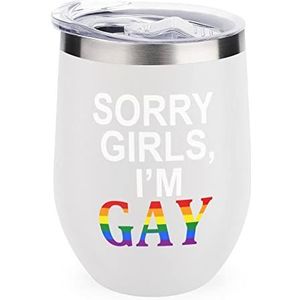 Sorry Girls I'm Gay herbruikbare koffiebekers roestvrij staal geïsoleerde reismok dubbelwandige wijnbeker witte stijl