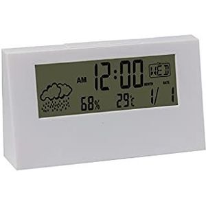 EDFCVG Elektrisch LCD Bureau wekker wit met kalender en digitale temperatuur vochtigheid Moderne thuiskantoor horloge batterij geopereerd