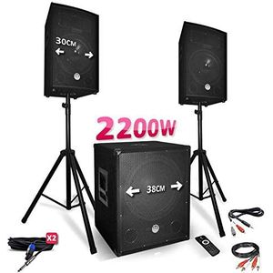 BM Sonic BMS1512-2200 W luidspreker + luidspreker + voeten - USB/Bluetooth