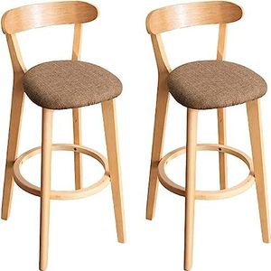 Barkrukken 2 Stuks Houten Barkrukken Met Katoenen Linnen Kussen Afneembare Wasbare Stoelhoes En Ringvormige Voetsteun Barkruk (Color : F, Size : 71 cm Sitting Height)