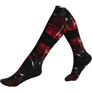 DEXNEL Red Rose 3 Compressie Sokken Voor Mannen Vrouwen 20-30 Mmhg Compressie Sokken Voor Sport Ondersteuning Sokken, 1 zwart, Eén Maat