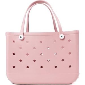 AYKANING Strandtas, mesh strandtas extra grote tas zomer EVA strandtas mand vrouwen picknick draagtas gaten waterdichte handtas zakje winkelen schoudertas, roze, 28 22 10