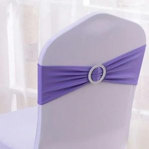 50 stks/partij Stretch Spandex Stoel Cover Sjerpen met Slider Gesp for Bruiloft Decoraties Stoel Sjerpen Boog(Lavender Purple)