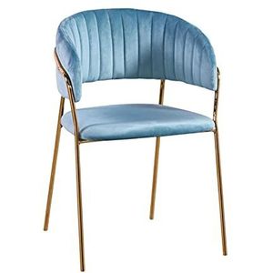 GEIRONV Fluwelen Eetkamerstoel,voor Woonkamer Slaapkamer Balkon Lounge Stoel Moderne Eenvoud Gouden Benen Receptie Stoel 1 Stuk Eetstoelen (Color : Sky blue)