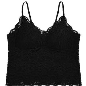 ZEKATOP Kanten lingerie for dames zonder stalen ringen, mooie rugbeha, jarretel, borstkussen en binnentanktop (Color : B, Size : M)