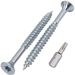 SKIR'CO (10 stuks) Verzinkte stalen houtschroeven 6,0 x 70 mm, Torx verzonken kopschroeven, spaanplaatschroeven, gedeeltelijk schroefdraad