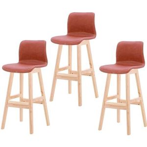 Barkrukken, Moderne Barkrukken 3-delige Set, Zwart Massief Houten Frame Barstoelen, Geschikt For Keuken, Lounge, Bar, Kantoor, Enz (Color : Red-Brown, Size : Sitting Height-62cm)