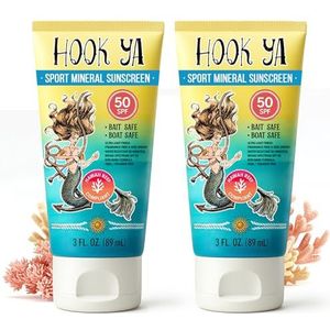 Hook'Ya Hawaii Coral Reef Compliant, Niet-Nano Minerale Zonbescherming, Reisgrootte 3 Oz, Totaal 6 oz Pack, Druif/Uvb bescherming, Octinoxaat en Oxybenzone vrij