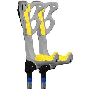 FDI Ergodynamic Pro Shock Absorbing Ultra Comfort Elbow Open Manchet Verstelbare Krukken - Wit + Variaties User Weight >60kg Yellow Grips