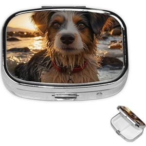 Pil Case Rechthoek 3 Compartiment Pillendoos Ronde Pil Organiseer Metalen Waterdichte Geneeskunde Organizer Doos voor Reizen Kleine Pillen Container Draagbaar voor Supplementen