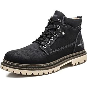 SVAASA Men's Boots， Leren enkel Sneeuwlaarzen, Mannen Schoenen Sneakers Winter Warm Pluche Casual Comfort Schoenen Booties (Color : Black, Size : 41)