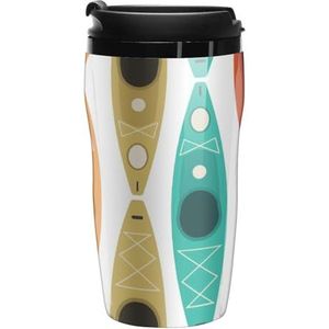 Kleurrijke Kajakken Boten Koffie Cups Met Deksels Dubbele Muur Plastic Reizen Koffie Mok Verwijderbare Dranken Tumbler 250ml