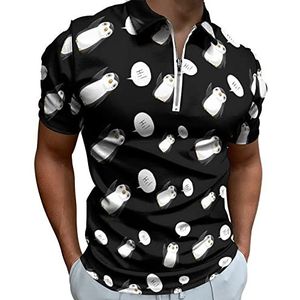 Pinguïn Hi Half Zip-up Polo Shirts Voor Mannen Slim Fit Korte Mouw T-shirt Sneldrogende Golf Tops Tees L