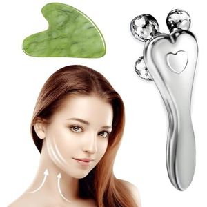 MisFun Gezichtsmassageapparaat, gezichtsroller, gezichtsroller, Gua Sha massageapparaat, gezichtsmassageroller, 3D-gezichtsroller, voor massage, gezichtslifting, vormend, strakker, anti-rimpel