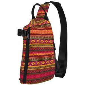 EdWal Bloemen Cirkel Antieke Wervelingen Print Sling Bag Wandelen Dagrugzak Crossbody Schouder Borst Outdoor Reizen Rugzak Voor Vrouwen Mannen, Mexicaanse Folk Art Boho, Eén maat