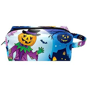 draagbare reizen make-up tas voor vrouwen cosmetische case organizer met handvat toiletartikelen sieraden borstels zakje halloween pompoen snoep zwart, Multi kleuren 4, 8.2x3.1x3.5 in/21x8x9 cm, Make-Up zakje