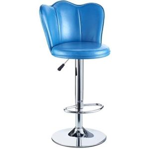 Barkrukken Bistrokruk Barstoelen Verstelbare Hoogte Barkrukken Moderne Hoge Barkrukken Draaibare Barkruk Met Rugleuning PU Lederen Bar Stoel Voor Aanrecht Barkruk Keukenstoelen(Blue)