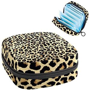 Leopard Patroon Sexy Wild Power,Periode Pouch Draagbaar,Tampon Opbergtas,Tampon Houder voor Portemonnee Vrouwelijke Product Organizer, Meerkleurig, 4.7x6.6x6.6 in/12x17x17 cm