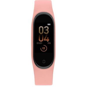 WATX Smartwatch, touchscreen, met kleurendisplay, stappenteller, oximeter, caloriemeter, hartslag, bloeddruk en thermometer, fitnessarmband, Roze, Strepen