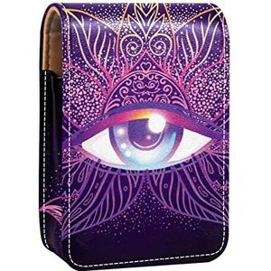 Gepersonaliseerde Lipstick Case Draagbare Make-up Tas Cosmetische Pouch Lippenstift Houder Make-up Organizer Chinese Draak Paars Oog, Meerkleurig, 9.5x2x7 cm/3.7x0.8x2.7 in