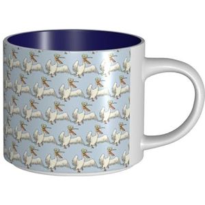 TTIGLHOH Grappige Pelikaandruk het Drinken Bekers Grote Capaciteit Keramische Mokken Geschikt voor Cafes Stevige Bouw Antislip Bodem